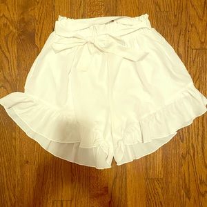 Brand New High Waisted White Flowy Shorts